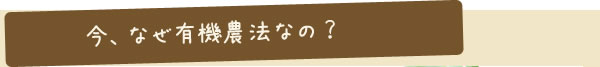 今、なぜ有機農法なの?